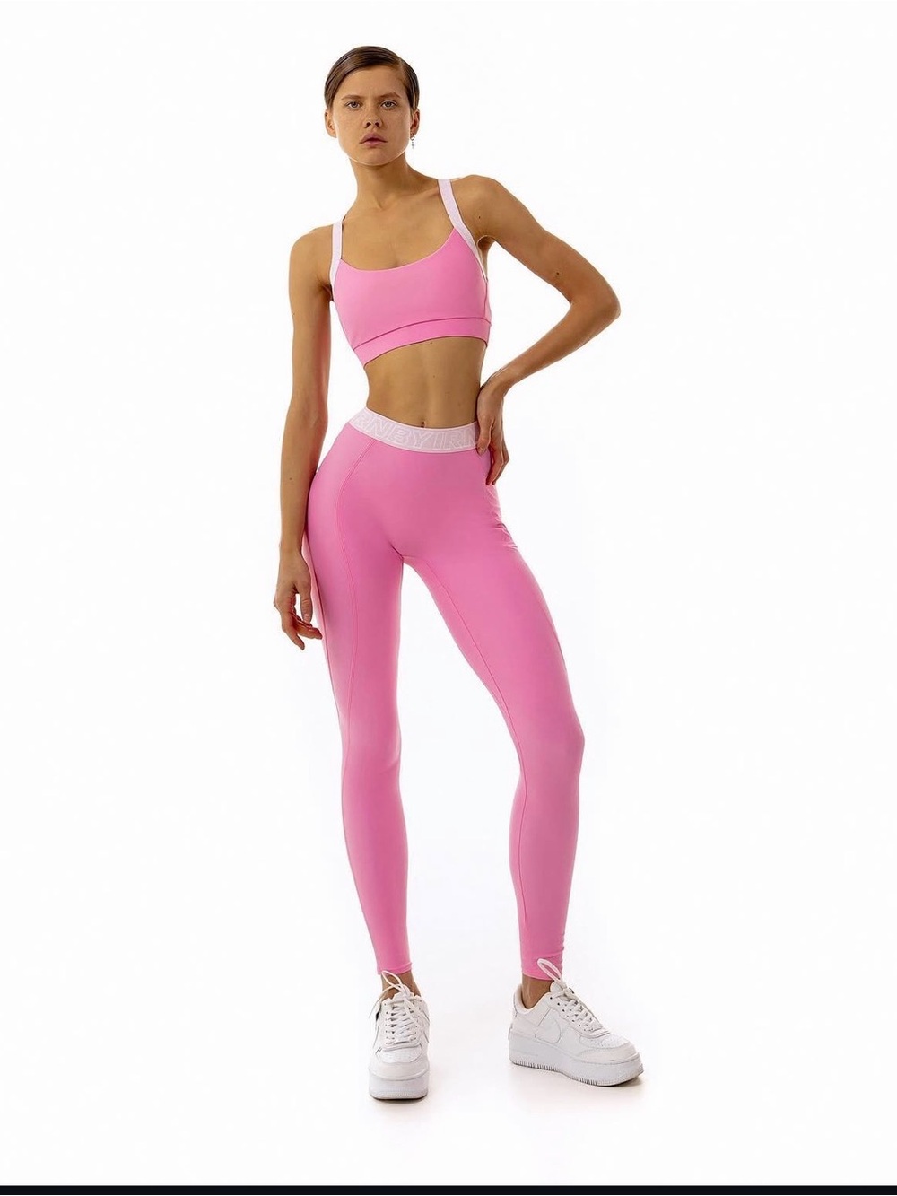 Pink Activewear Set - Sports Bra & High-Waist Leggings